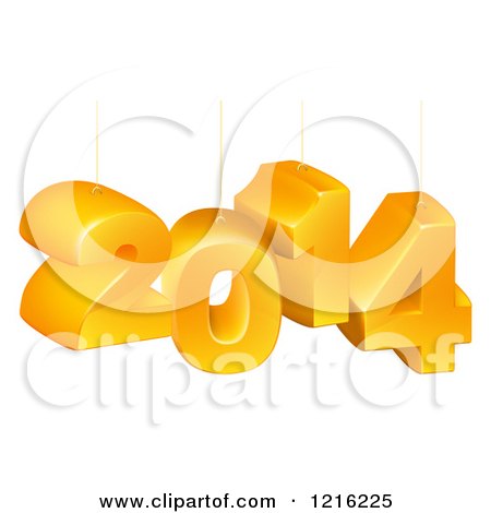 Clipart of Suspended Orange 3d 2014 New Year Numbers - Royalty Free Vector Illustration by AtStockIllustration