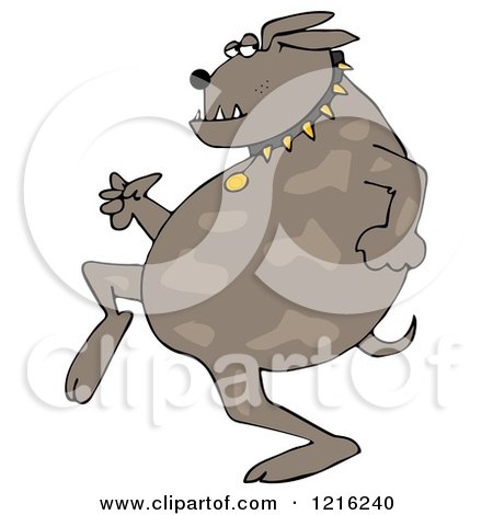 Clipart of a Sneaky Dog Running Upright - Royalty Free Vector Illustration by djart