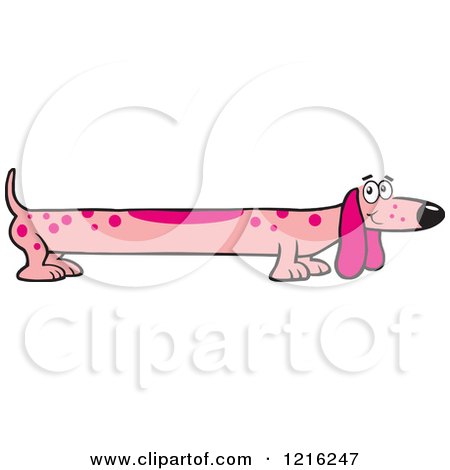 Clipart of a Long Pink Dog - Royalty Free Vector Illustration by Johnny Sajem