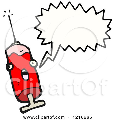 Cartoon of a Hypodermic Needle Speaking - Royalty Free Vector Illustration by lineartestpilot