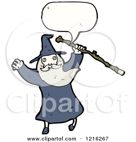 Cartoon of a Speaking Wizard - Royalty Free Vector Illustration by lineartestpilot