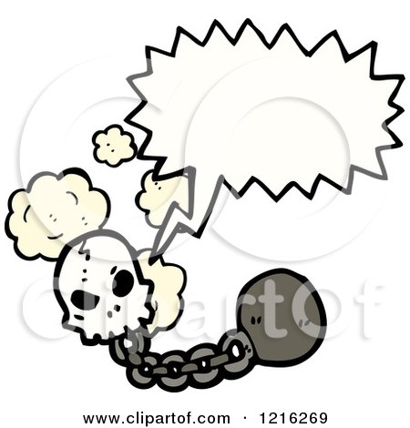 Cartoon of a Speaking Skull Ball and Chain - Royalty Free Vector Illustration by lineartestpilot