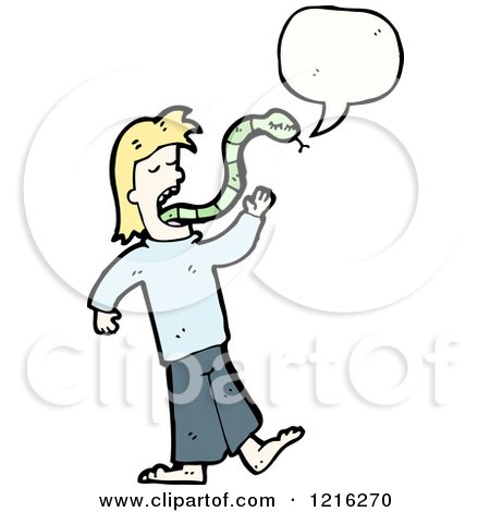 Cartoon of a Man with Snake Tongue Speaking - Royalty Free Vector Illustration by lineartestpilot