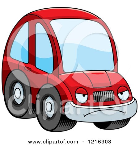 Clipart of a Mad Red Compact Car Character - Royalty Free Vector Illustration by Cory Thoman