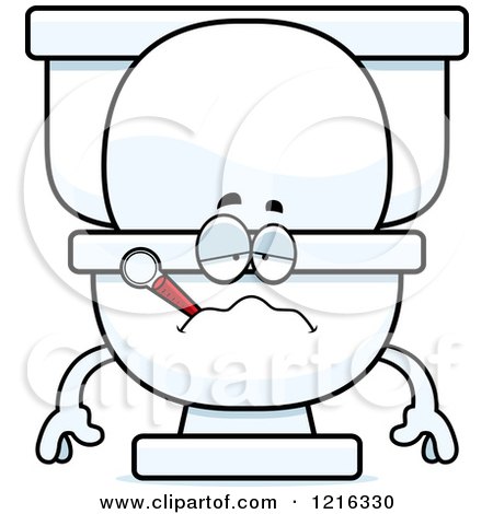 Cartoon of a Sick Toilet Mascot With a Thermometer in His Mouth - Royalty Free Vector Clipart by Cory Thoman