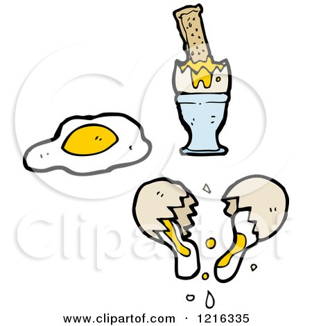 Cartoon of a Broken Egg - Royalty Free Vector Illustration by lineartestpilot