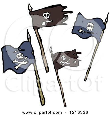 Cartoon of Pirate Flags - Royalty Free Vector Illustration by lineartestpilot