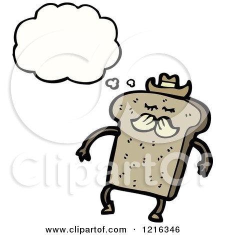 Cartoon of Sliced Cowboy Bread Thinking - Royalty Free Vector Illustration by lineartestpilot