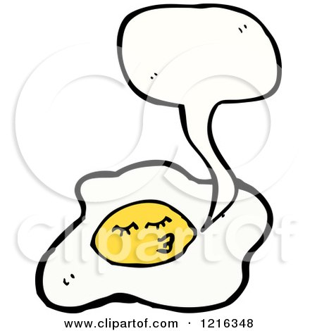 Cartoon of a Broken Egg Speaking - Royalty Free Vector Illustration by lineartestpilot