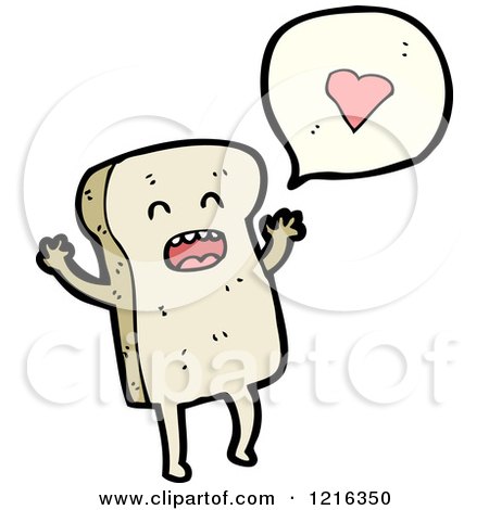 Cartoon of Sliced Bread Speaking About Love - Royalty Free Vector Illustration by lineartestpilot