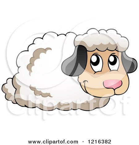 Clipart of a Resting Happy Sheep - Royalty Free Vector Illustration by visekart
