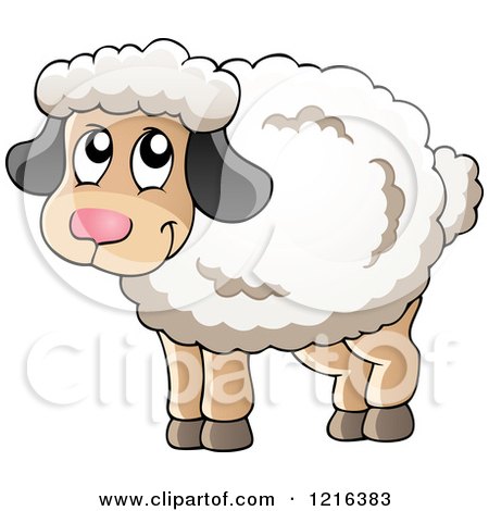 Clipart of a Standing Happy Sheep - Royalty Free Vector Illustration by visekart