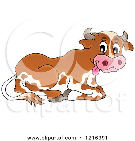 Clipart of a Resting Dairy Cow - Royalty Free Vector Illustration by visekart