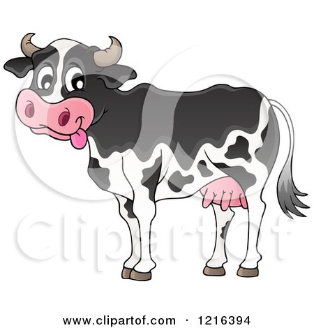 Clipart of a Happy Dairy Cow - Royalty Free Vector Illustration by visekart