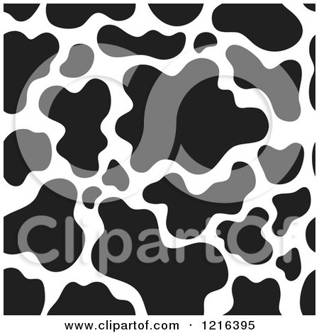 Clipart of a Seamless Black and White Cow Pattern - Royalty Free Vector Illustration by visekart
