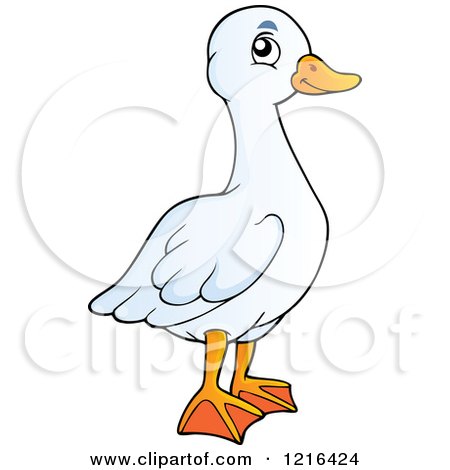 Clipart of a Happy White Goose - Royalty Free Vector Illustration by visekart