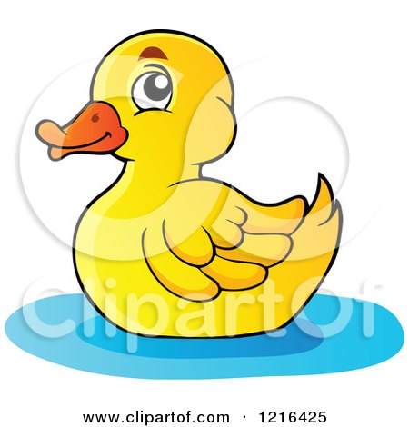 Clipart of a Floating Yellow Duck - Royalty Free Vector Illustration by visekart