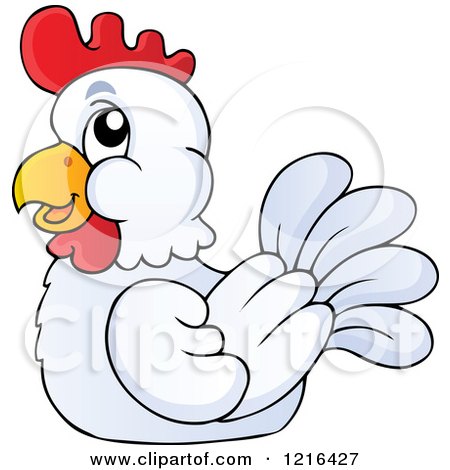 Clipart of a Happy White Chicken - Royalty Free Vector Illustration by visekart