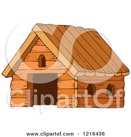 Clipart of a Wooden Barn - Royalty Free Vector Illustration by visekart