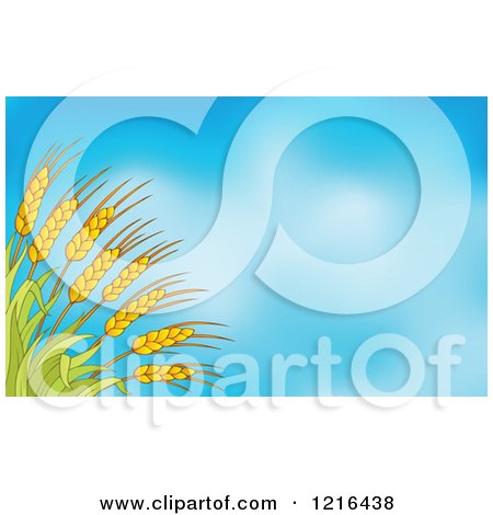 Clipart of Rushes of Wheat over Blue Sky - Royalty Free Vector Illustration by visekart