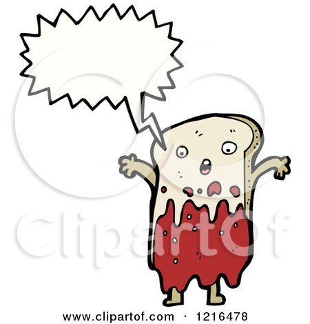 Cartoon of a Slice of Bread and Jam Speaking - Royalty Free Vector Illustration by lineartestpilot