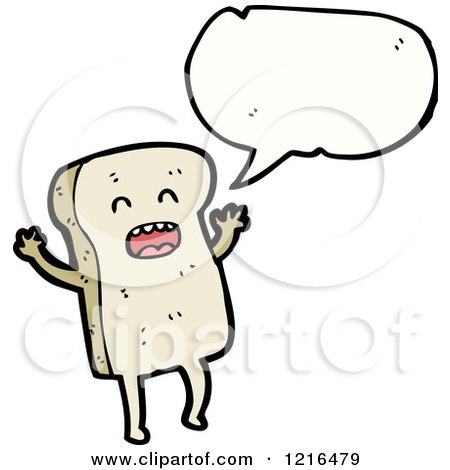 Cartoon of a Slice of Bread Speaking - Royalty Free Vector Illustration by lineartestpilot