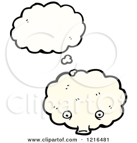 Cartoon of a Blowing Cloud Thinking - Royalty Free Vector Illustration by lineartestpilot