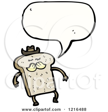 Cartoon of a Slice of Cowboy Bread Speaking - Royalty Free Vector Illustration by lineartestpilot