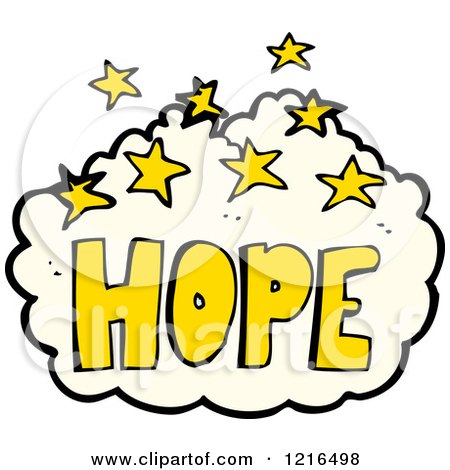 Cartoon of a Cloud with the Word Hope - Royalty Free Vector Illustration by lineartestpilot