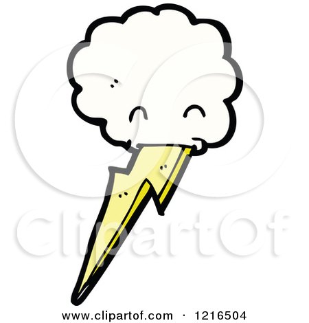 Cartoon of a Cloud with Lightning - Royalty Free Vector Illustration by lineartestpilot