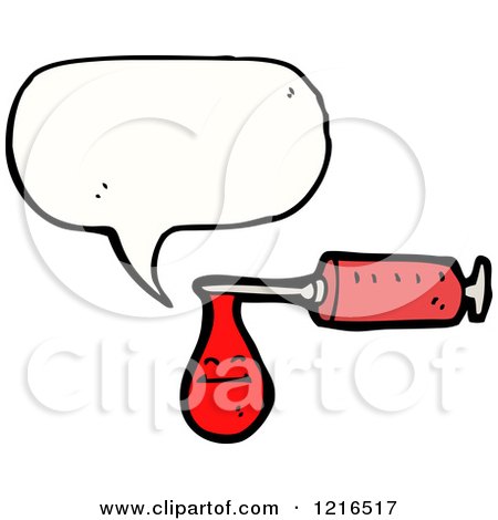 Cartoon of a Syringe Speaking - Royalty Free Vector Illustration by lineartestpilot