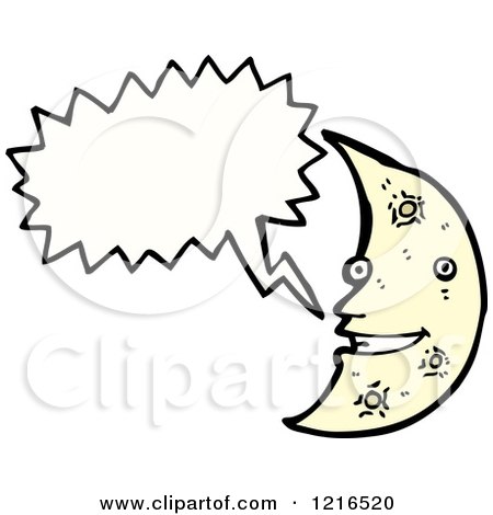 Cartoon of a Moon Speaking - Royalty Free Vector Illustration by lineartestpilot