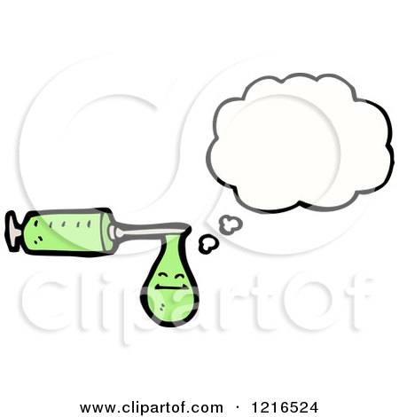 Cartoon of a Syringe Thinking - Royalty Free Vector Illustration by lineartestpilot