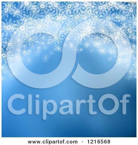 Clipart of a Background of Snowflakes over Gradient Blue - Royalty Free Illustration by KJ Pargeter