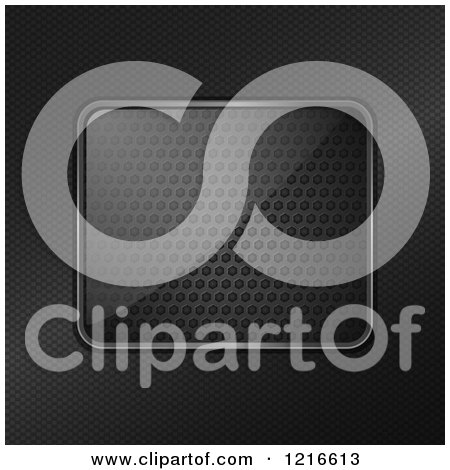 Clipart of a Reflective 3d Glass Panel over Metal Mesh on Carbon Fiber - Royalty Free Vector Illustration by elaineitalia