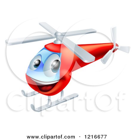 Clipart of a Happy Red Helicopter - Royalty Free Vector Illustration by AtStockIllustration