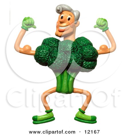 3d Strong Broccoli Man Flexing Posters, Art Prints