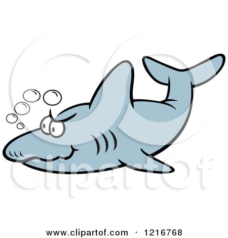Clipart of a Grumpy Shark and Bubbles - Royalty Free Vector Illustration by Johnny Sajem