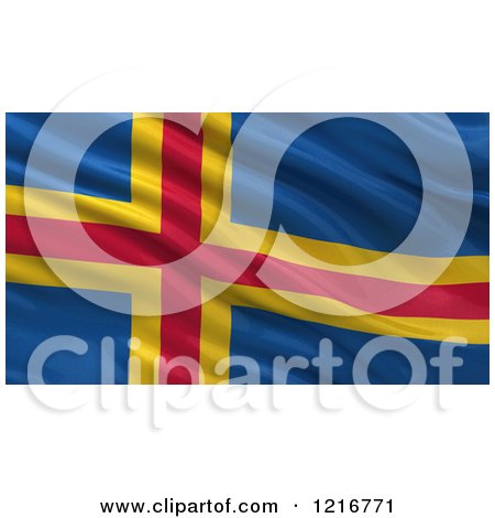 Clipart of a 3d Waving Flag of Aland with Rippled Fabric - Royalty Free Illustration by stockillustrations