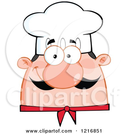 Clipart of a Cartoon Happy Chef with a Mustache - Royalty Free Vector Illustration by Hit Toon