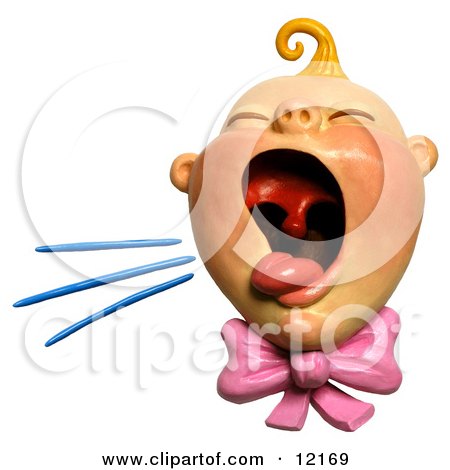 Clay Sculpture Clipart Baby Girl Screaming - Royalty Free 3d Illustration  by Amy Vangsgard