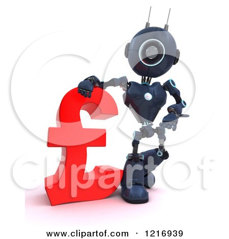 Clipart of a 3d Blue Android Robot with a Lira Symbol - Royalty Free Illustration by KJ Pargeter
