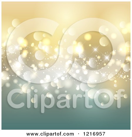 Clipart of a Gradient Golden Background with Christmas Bokeh Lights - Royalty Free Vector Illustration by KJ Pargeter