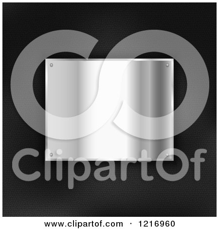 Clipart of a 3d Shiny Metal Plaque on Black Leather - Royalty Free Vector Illustration by KJ Pargeter