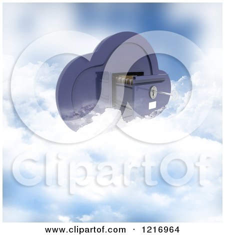 Clipart of a 3d Cloud Computing Filing Cabinet - Royalty Free Illustration by KJ Pargeter