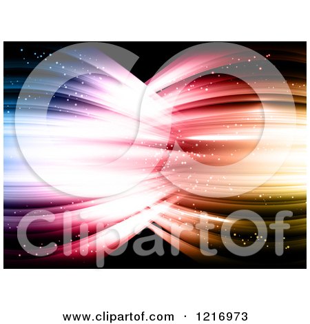 Clipart of Waves of Bright Light Flowing into Each Other - Royalty Free Vector Illustration by KJ Pargeter