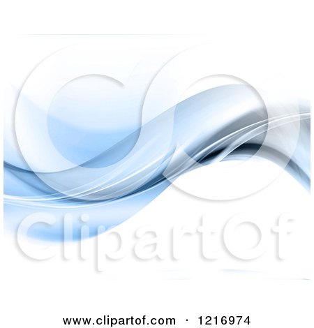 Clipart of a Background of Blue Flowing Waves on White - Royalty Free Vector Illustration by KJ Pargeter
