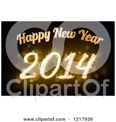 Clipart of a Sparkling Happy New Year 2014 Greeting - Royalty Free Vector Illustration by Amanda Kate