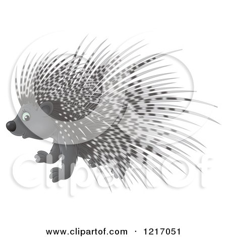 Clipart of a Cute Airbrushed Porcupine - Royalty Free Illustration by Alex Bannykh