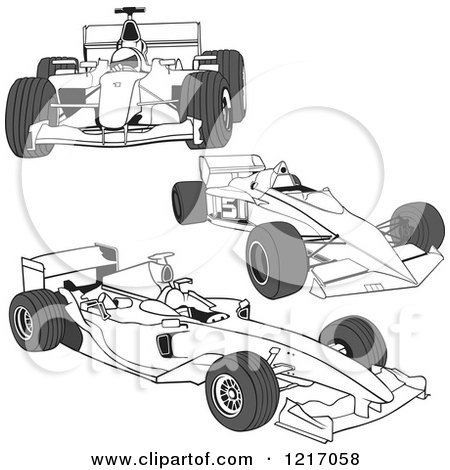 Clipart of F1 Race Cars - Royalty Free Vector Illustration by dero